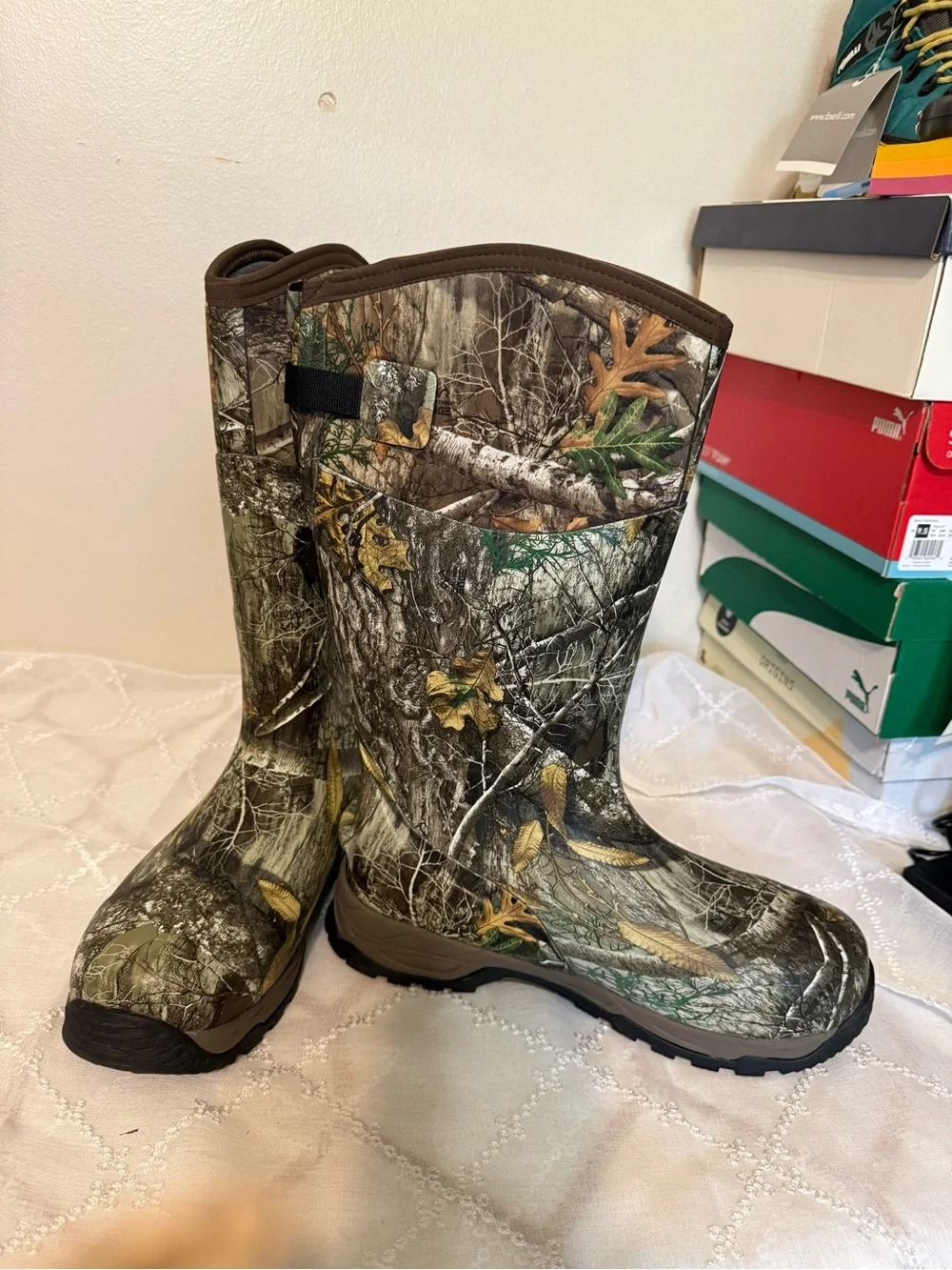 Men Camo Waterproof Pull-On Boots - Green/Brown